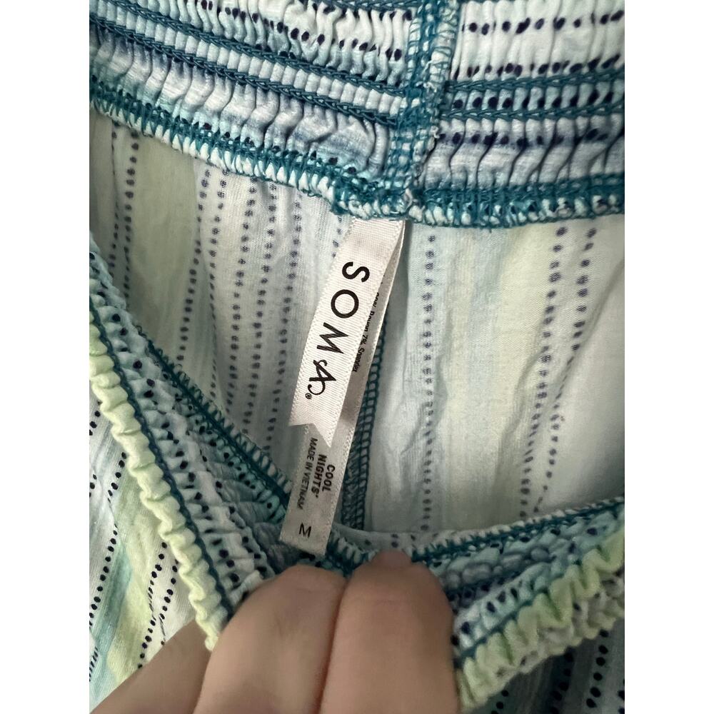 Soma Pajama Pants – Size Medium Blue & Green Striped - Picture 3 of 5